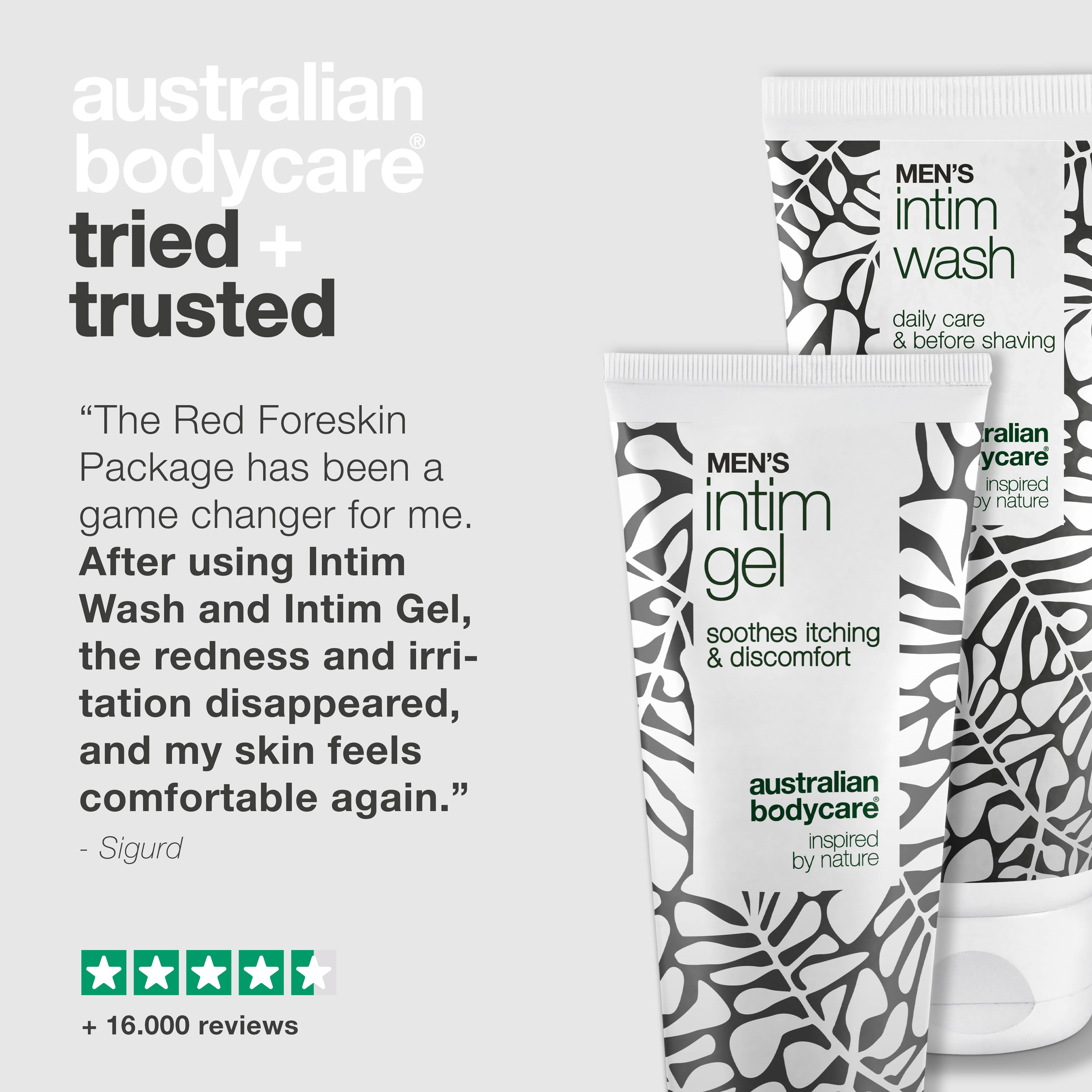Care for Red Foreskin - Intimate Wash & Gel Solution — Soothe red, irritated foreskin with Men's Intimate Wash and Intim Gel. Gentle care for hygiene and relief.