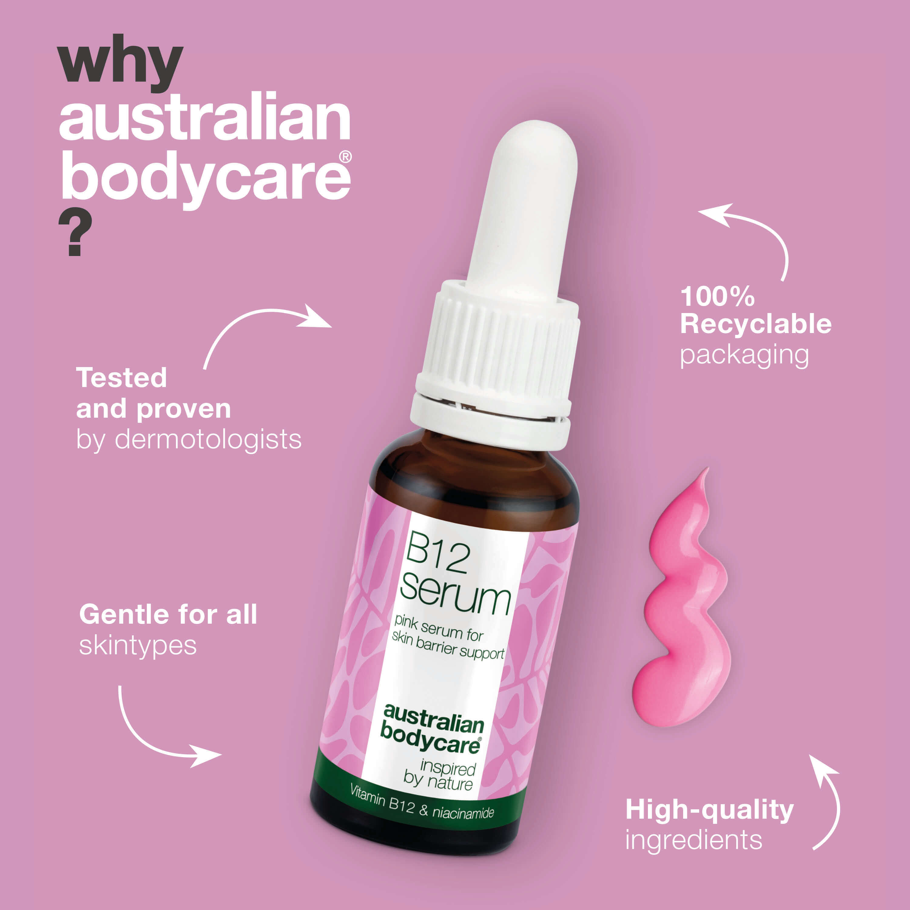 B12 Pink Serum – Reduce Redness and Strengthen Skin Barrier — B12 Pink Serum reduces redness and strengthens the skin barrier. Perfect for dry and sensitive skin. Experience radiant & healthy skin.