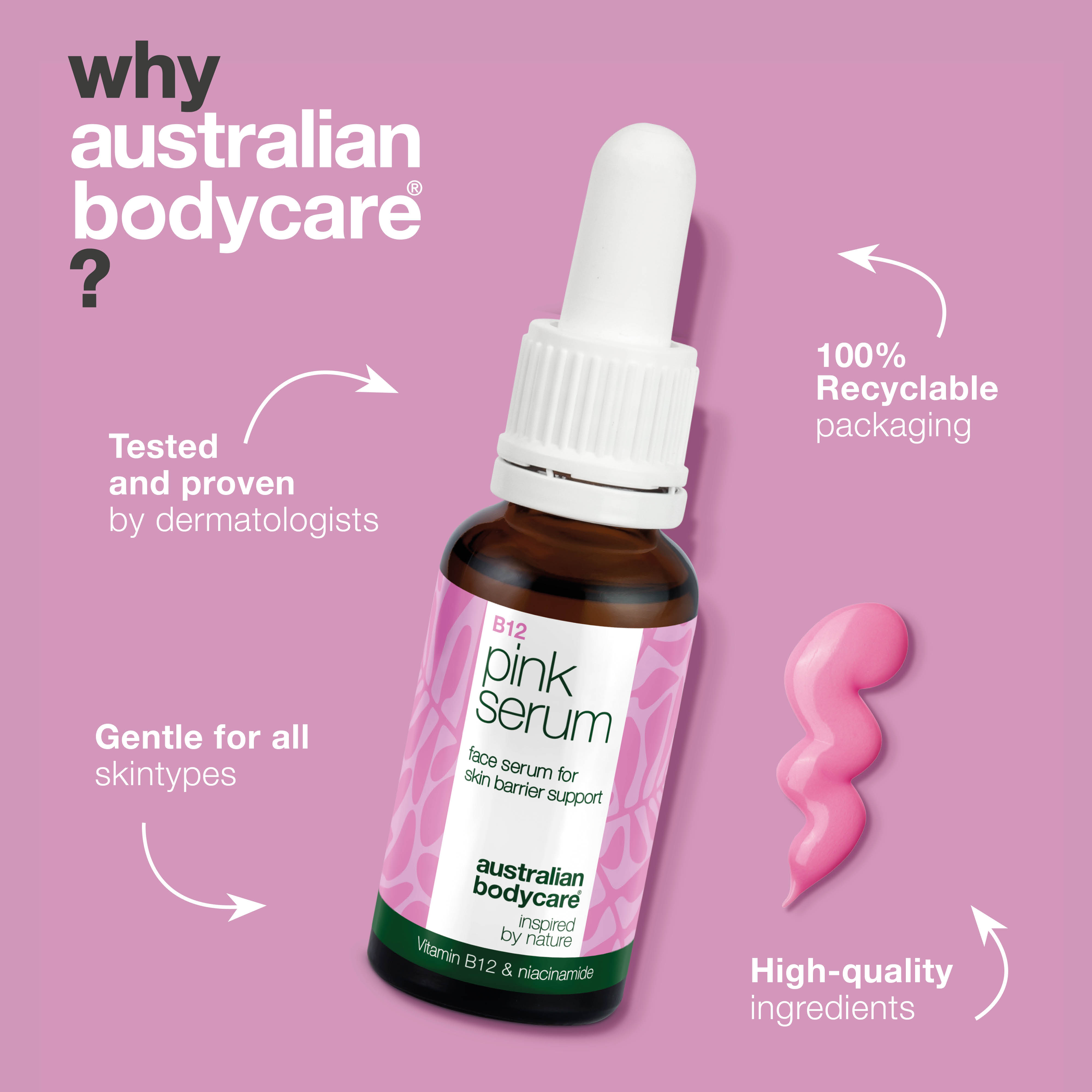 Vitamin B12 Pink Serum – Reduces redness and boosts glow — B12 Pink Serum strengthens the skin barrier, reduces redness and aging signs. Leaves skin soft and radiant.