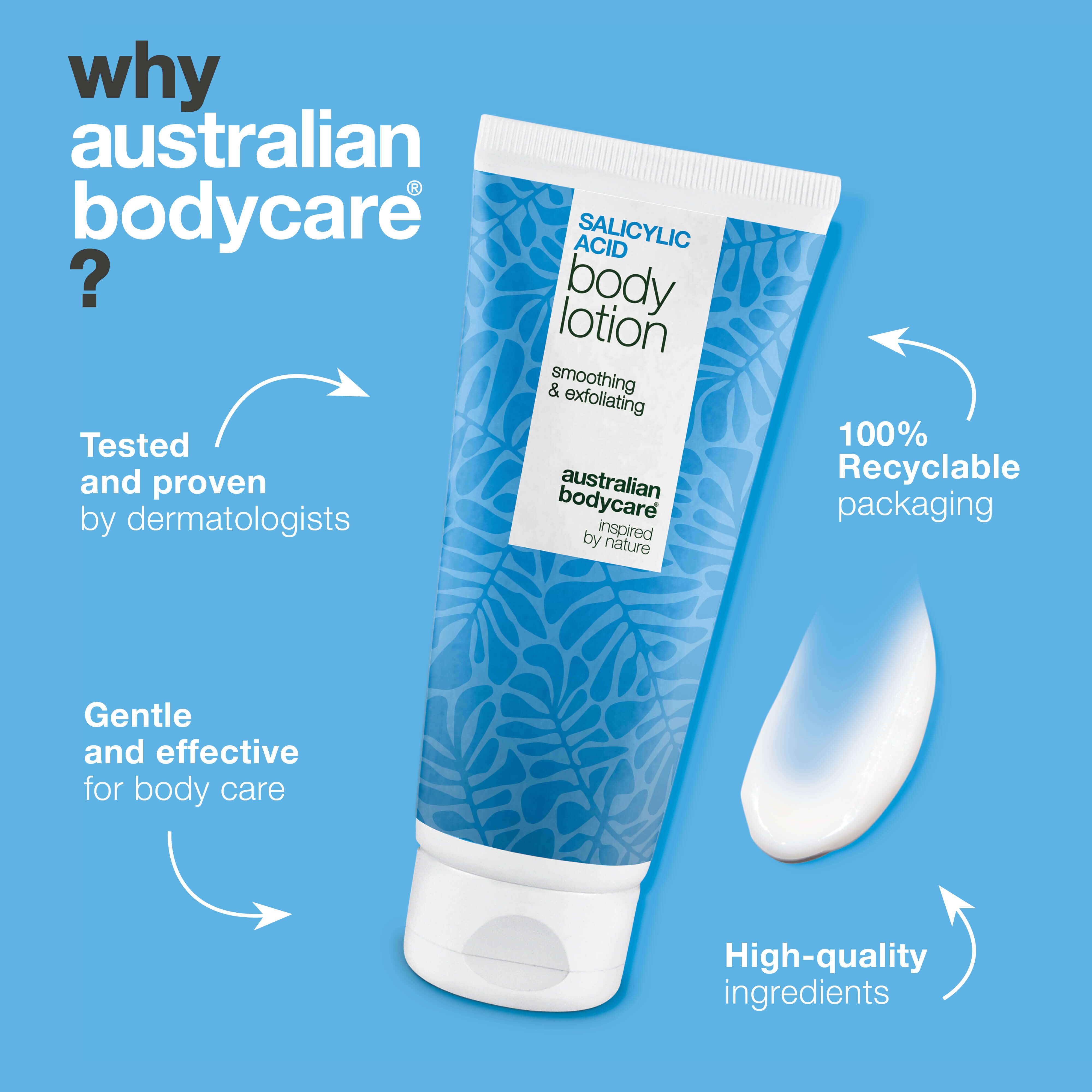 Body lotion with salicylic acid – for blemishes and dry skin — Body lotion with salicylic acid exfoliates, hydrates, and helps reduce blemishes, uneven texture, and dry skin. Perfect for daily use.