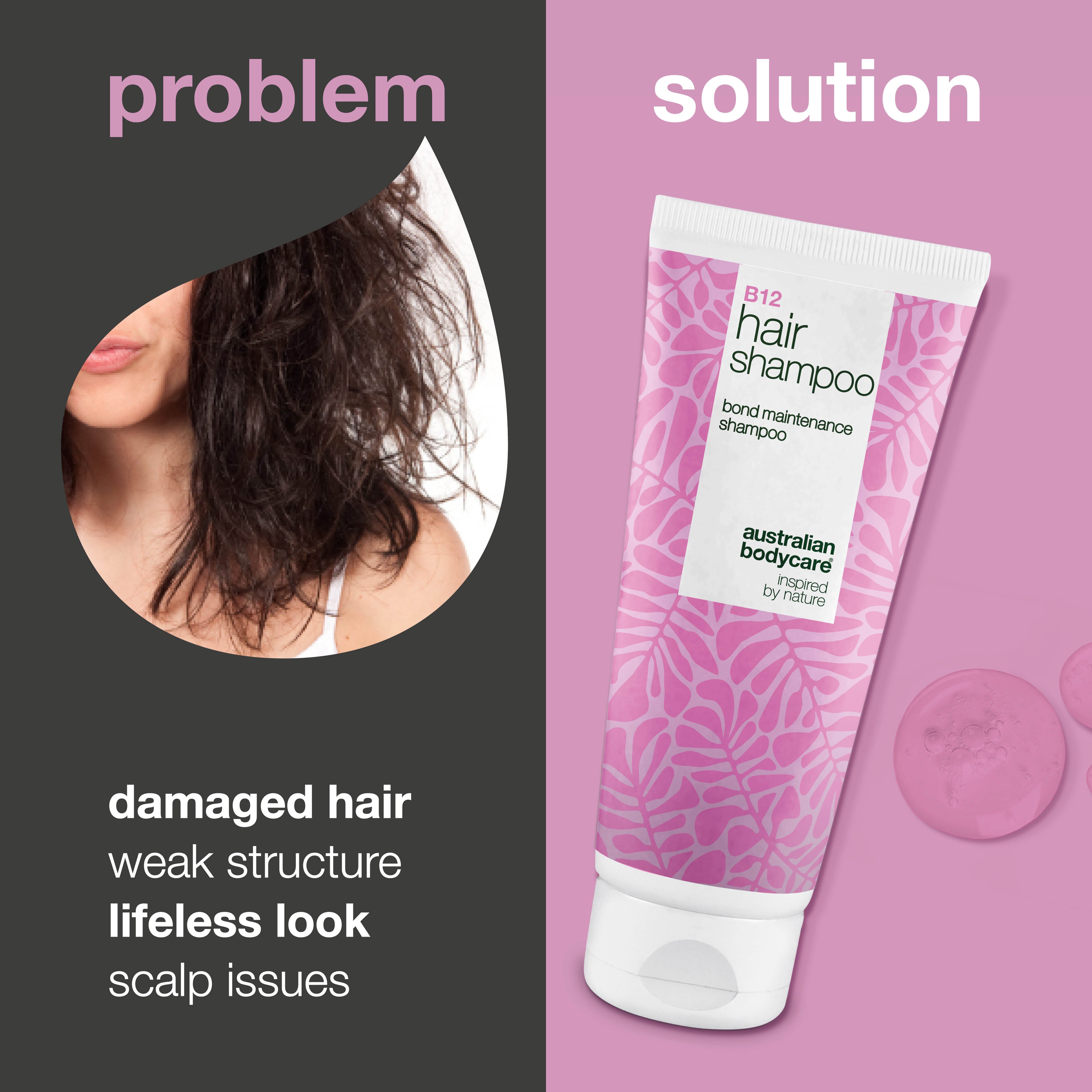 Vitamin B12 Hair Shampoo repairs and strengthens weak hair with bond-repair effect for visible resilience.