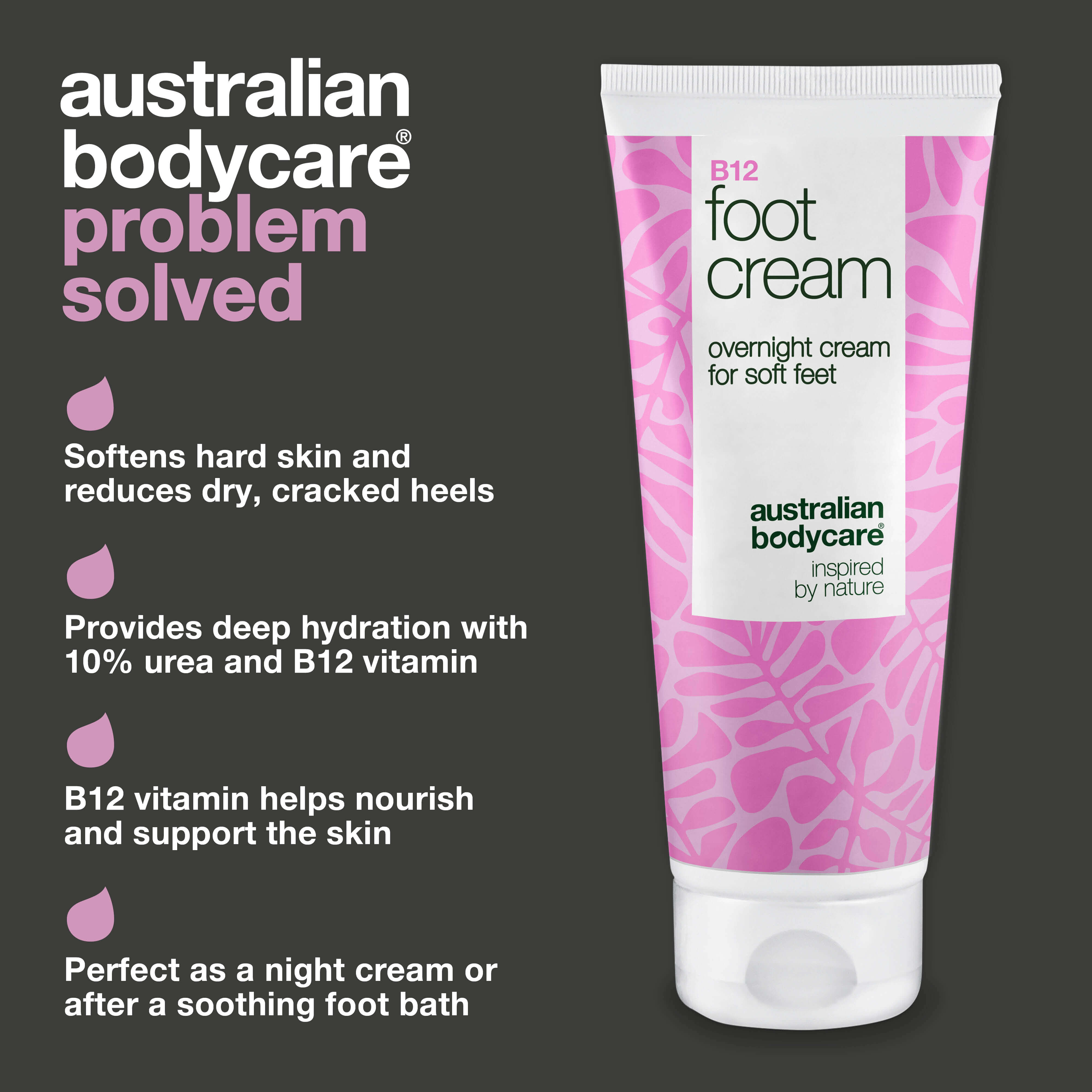 Foot Cream with Vitamin B12 – Softens rough skin & hydrates — Foot cream with Vitamin B12 and 10% urea for dry feet. Hydrates and softens skin. Perfect as a night cream or after a foot bath.