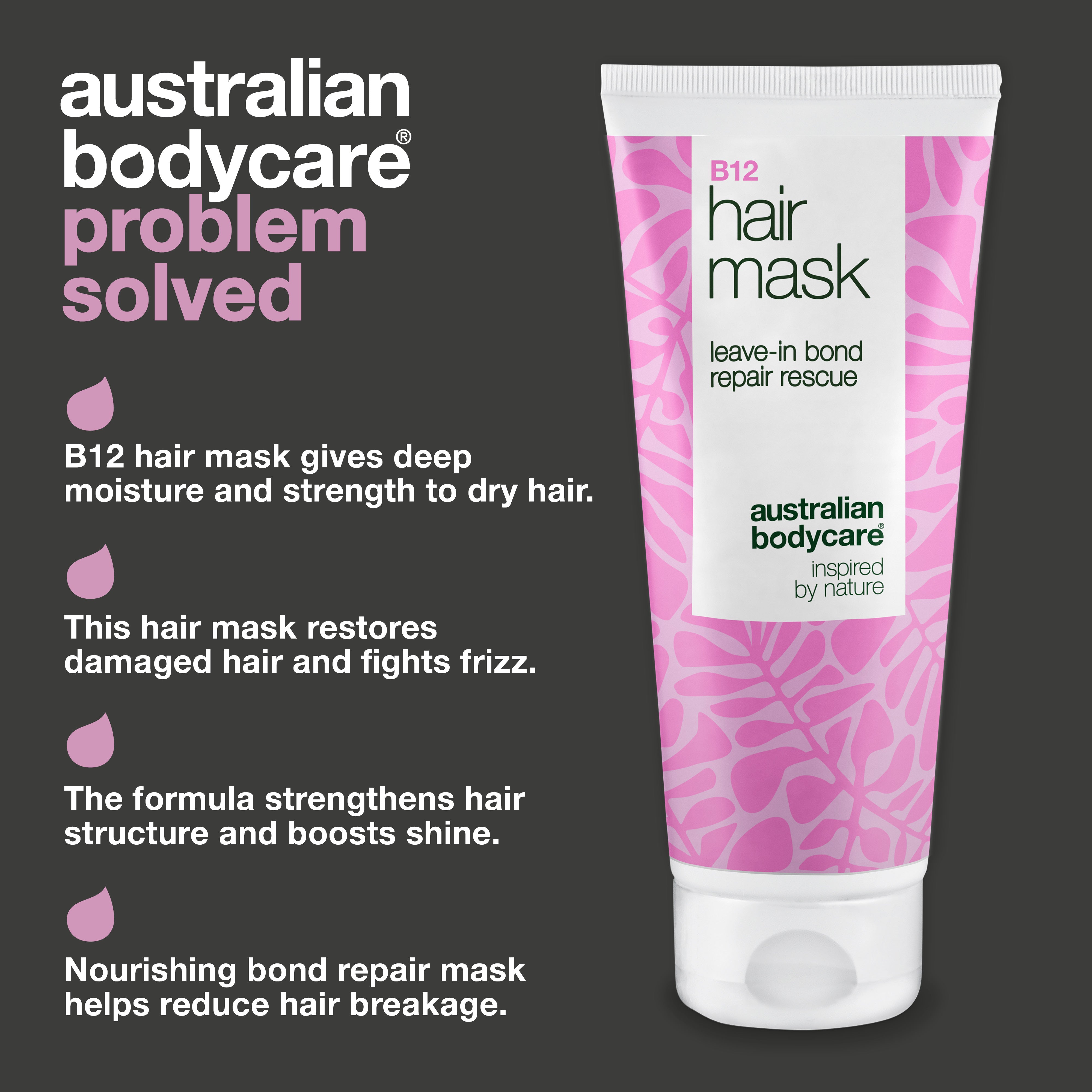 B12 Hair Mask delivers intense moisture, rebuilds damaged hair, reduces frizz and fewer broken strands