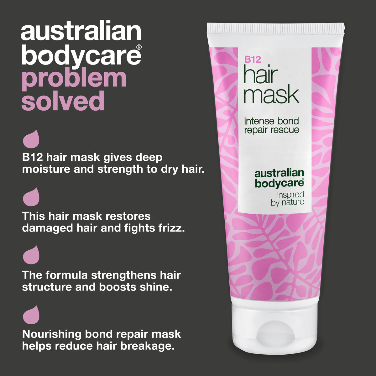 B12 Hair Mask delivers intense moisture, rebuilds damaged hair, reduces frizz and fewer broken strands