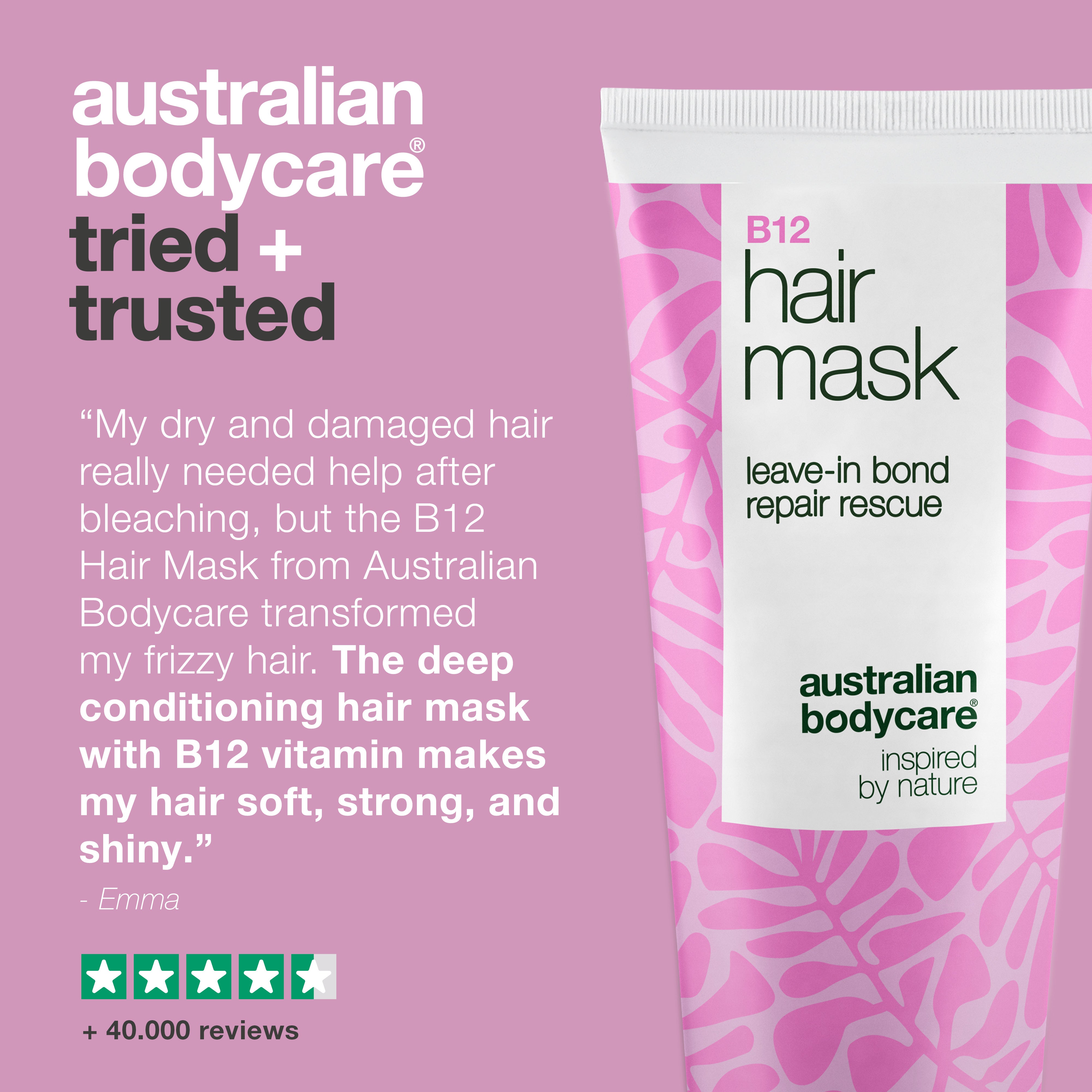 Customer review of B12 Hair Mask: deep conditioning hair treatment with B12 vitamin and hemp seed oil