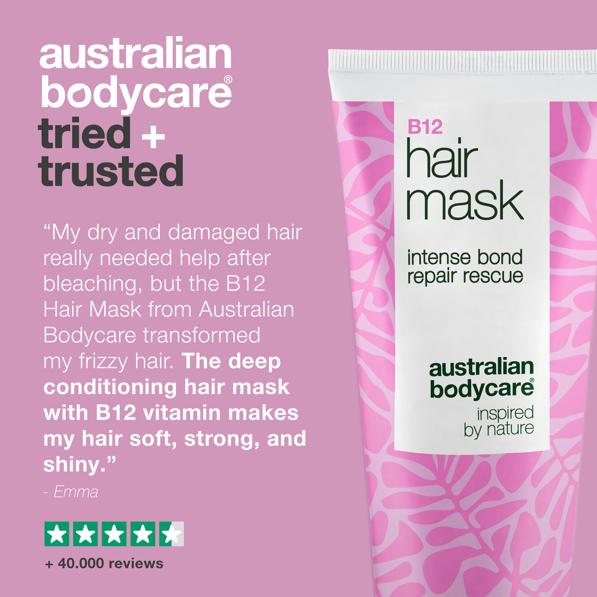 Customer review of B12 Hair Mask: deep conditioning hair treatment with B12 vitamin and hemp seed oil