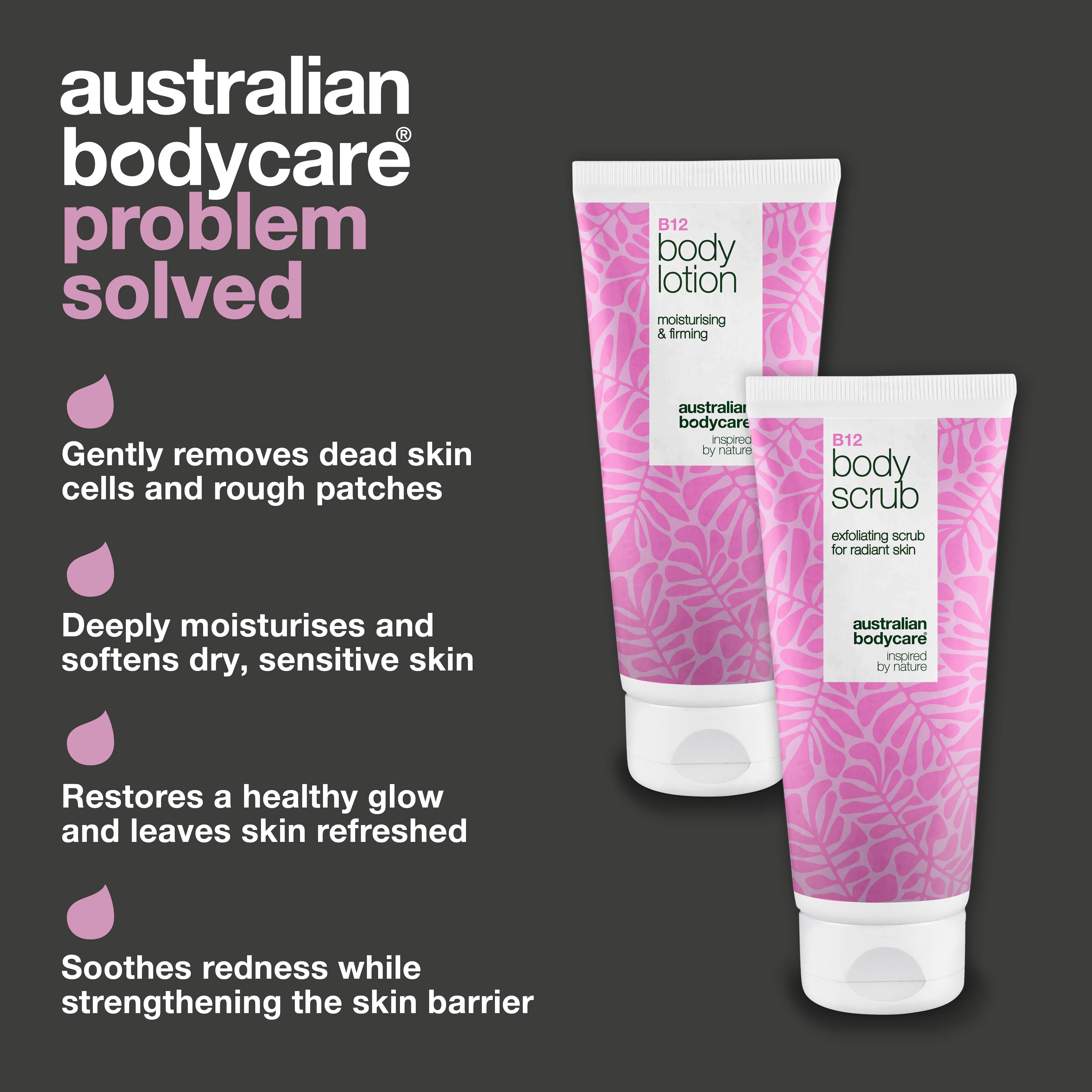 B12 Skincare Set for Dry Skin – Exfoliation & Deep Hydration — Hydrating B12 Body Scrub & Lotion for dry and sensitive skin.