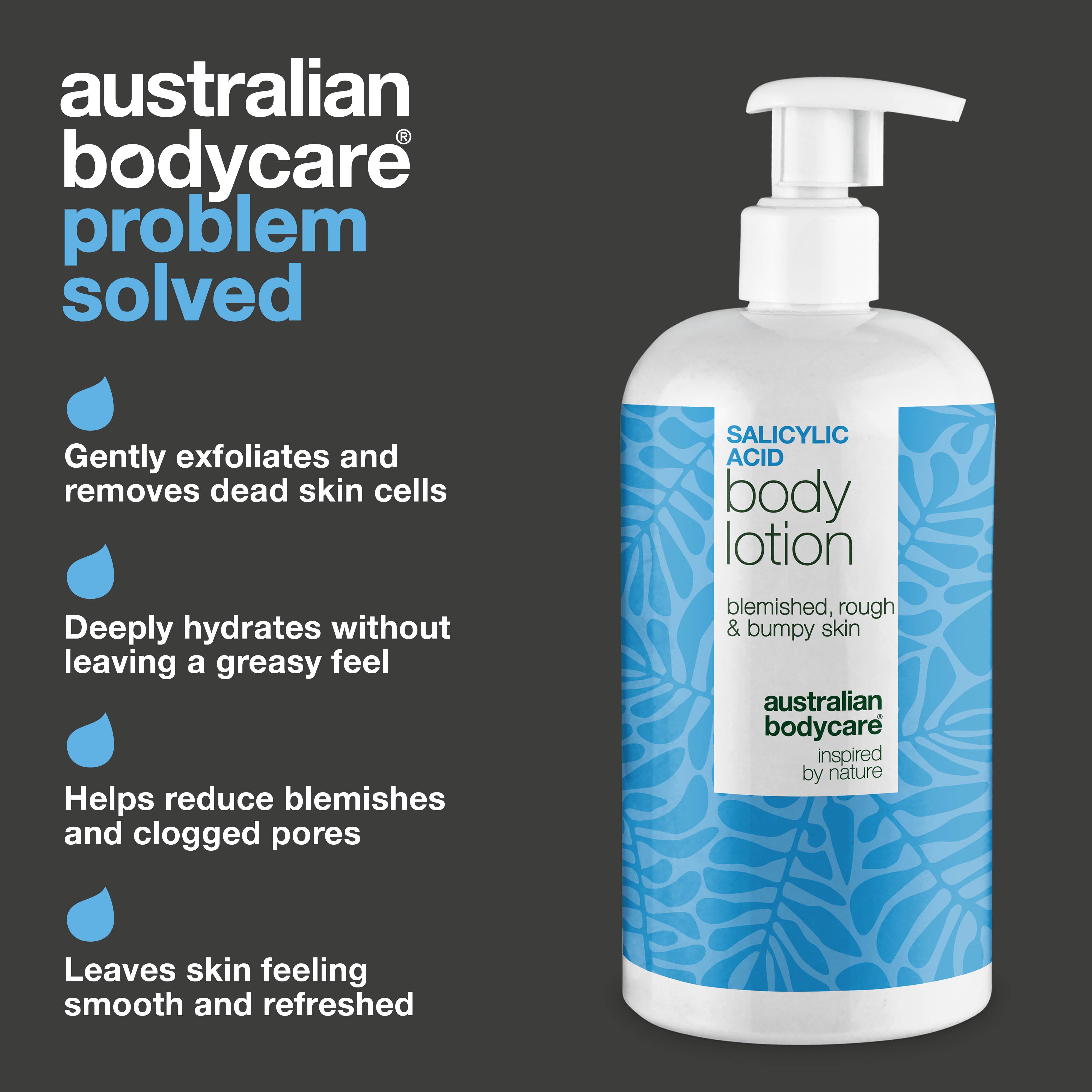 Body lotion with salicylic acid – for blemishes and dry skin — Body lotion with salicylic acid exfoliates, hydrates, and helps reduce blemishes, uneven texture, and dry skin. Perfect for daily use.