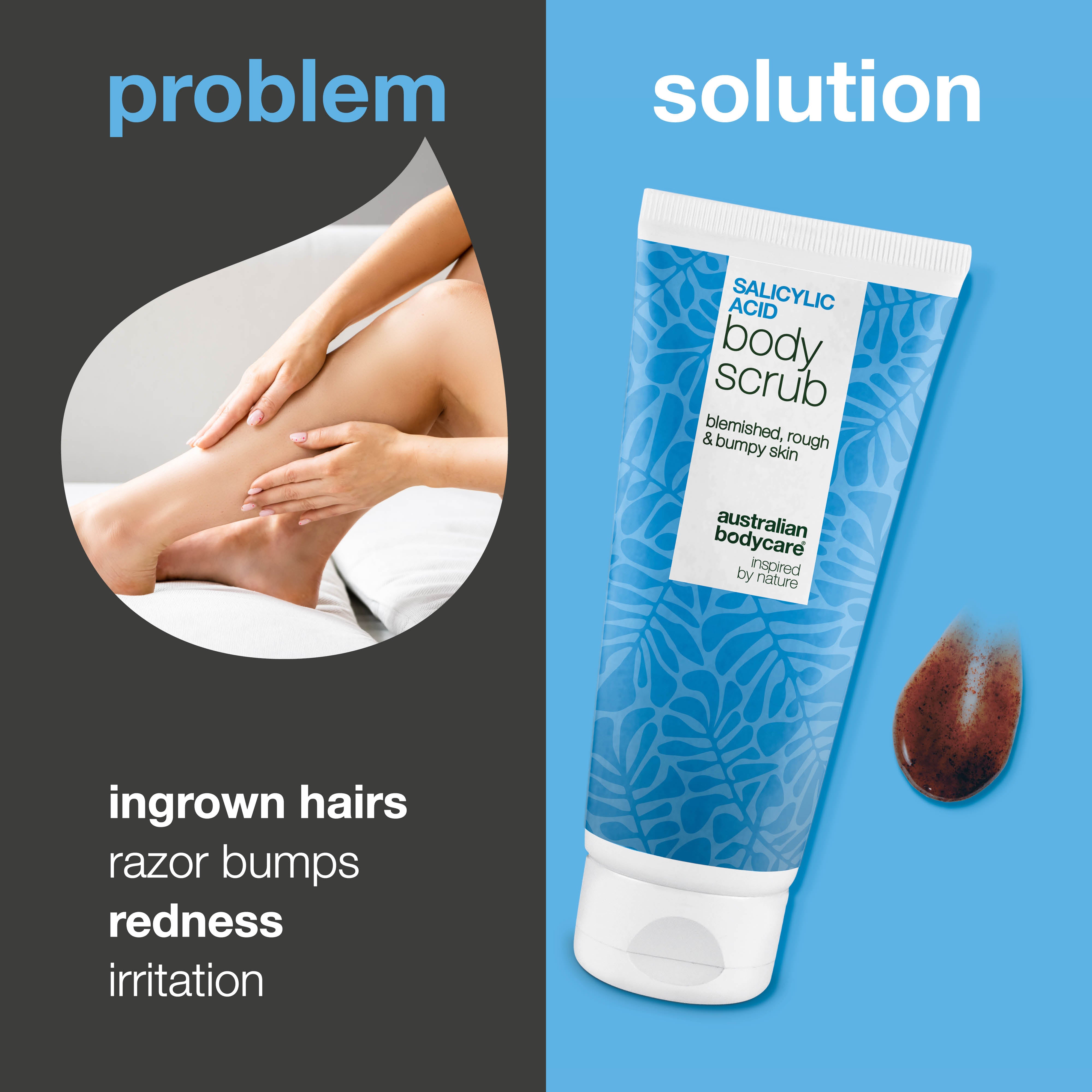 Shave Scrub prepares skin for a close, smooth shave and reduces irritation. Key ingredients: Salicylic Acid, Glycolic Acid, Glycerin, and Allantoin.