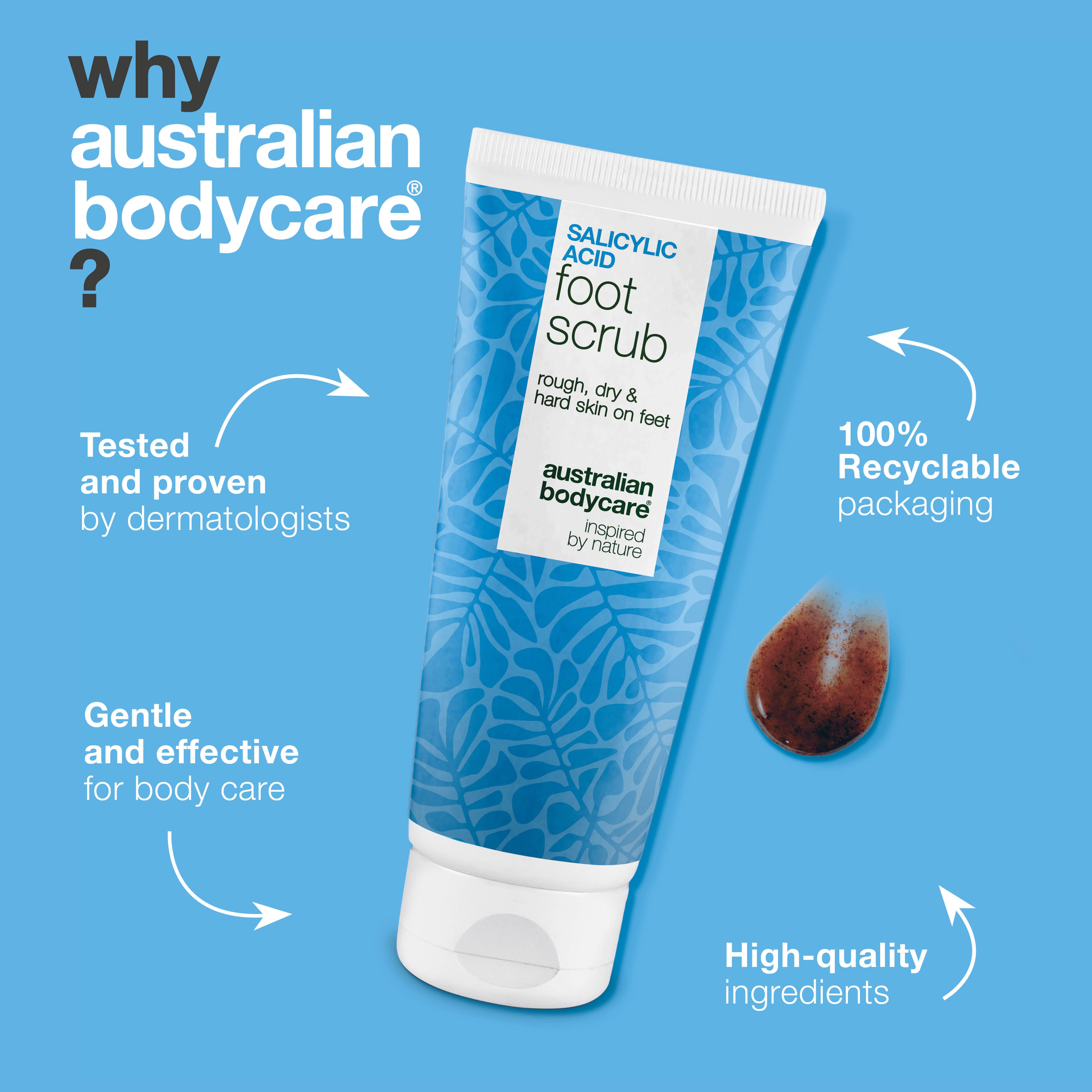 Exfoliating foot scrub with salicylic acid for dry and rough skin