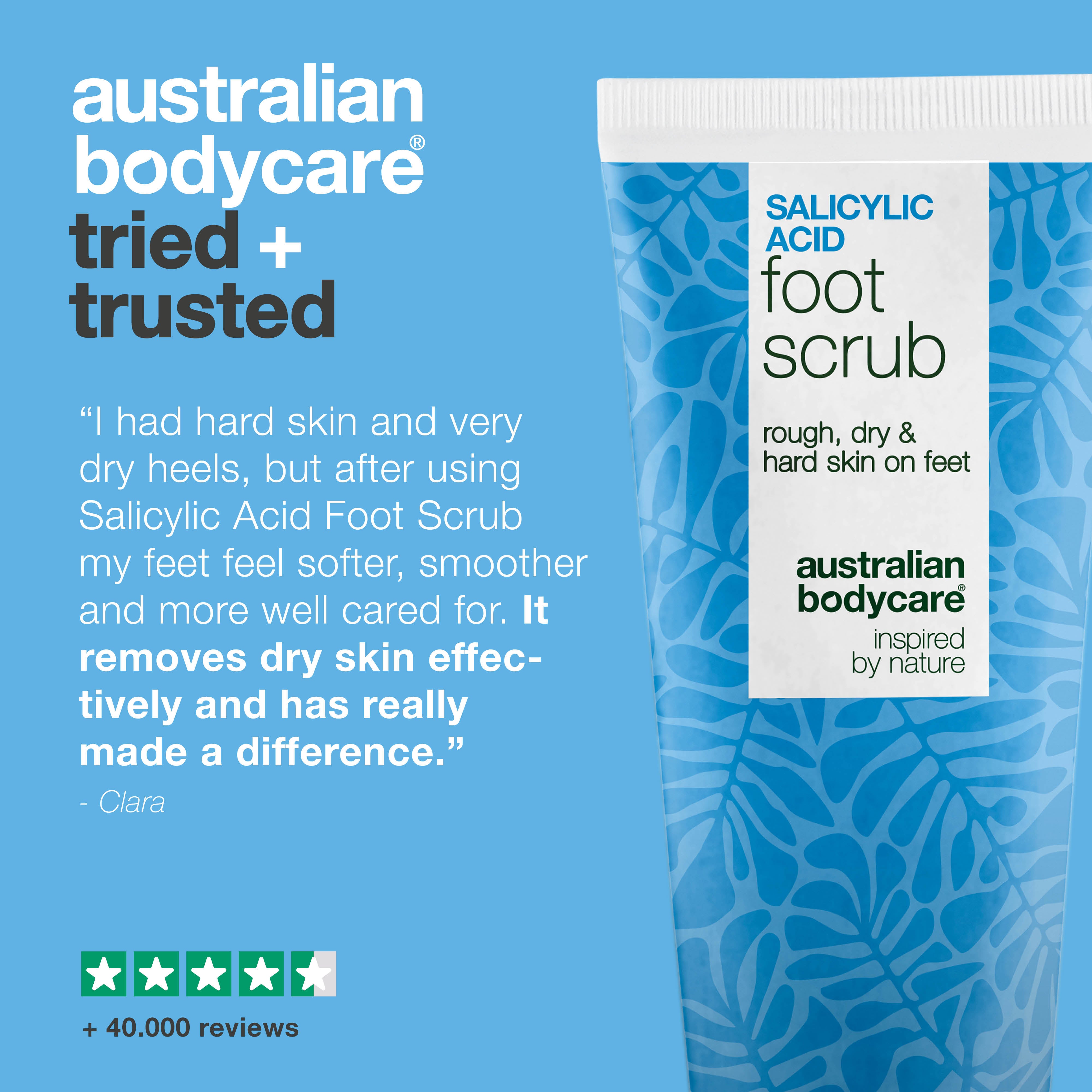 Exfoliating foot scrub with salicylic acid for dry and rough skin