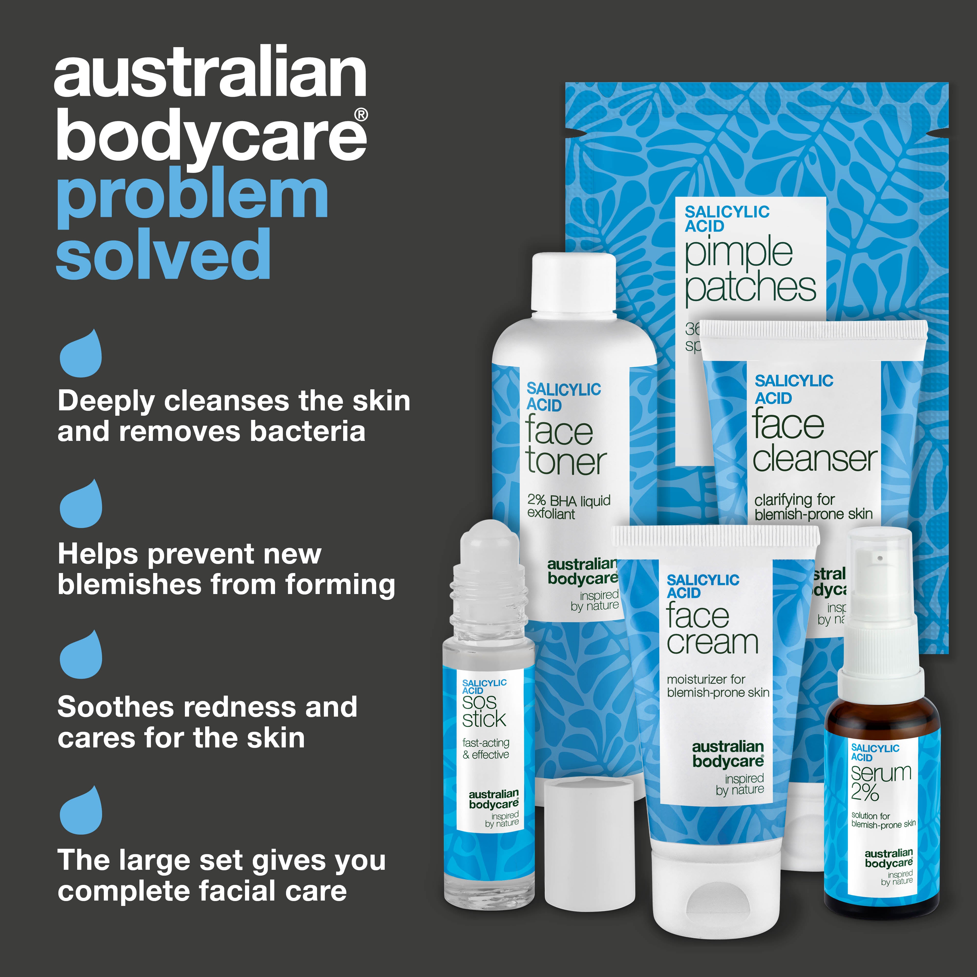 Kit for acne and blemish-prone skin with salicylic acid – unclogs pores, reduces redness and helps prevent breakouts
