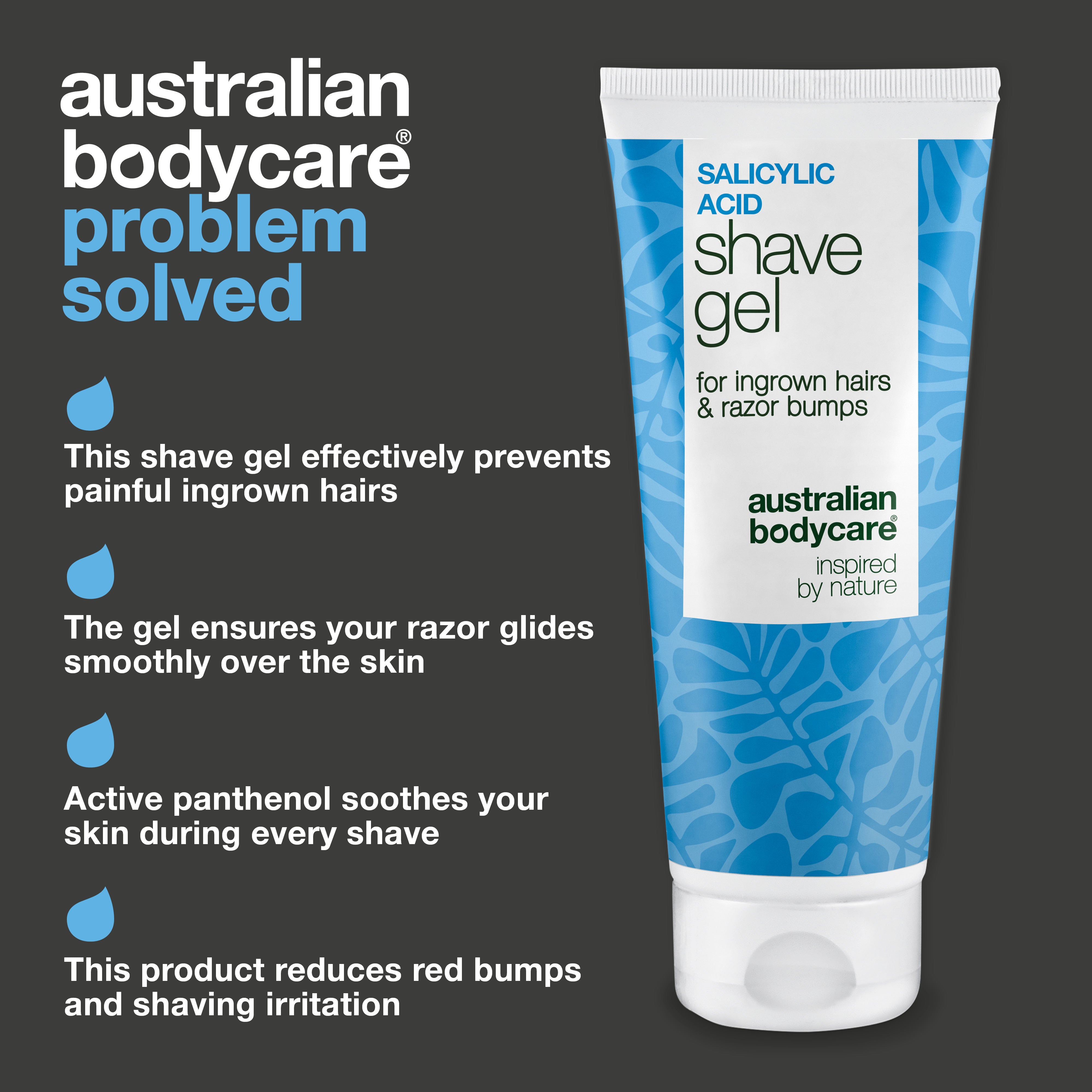 Salicylic Acid Shave Gel – Stop Ingrown Hairs & Bumps — Salicylic Acid Shave Gel prevents ingrown hairs and itch. Enriched with Salicylic acid, Glycerin, and Panthenol for irritation-free skin.