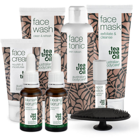 Complete skin care set against spots and congested skin - 8 products for oily skin, blackheads, closed comedones and pimples