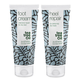 2 products for hard skin on feet and heels - Foot cream and heel cream with urea and Tea Tree Oil for hard skin on feet and heel cracks