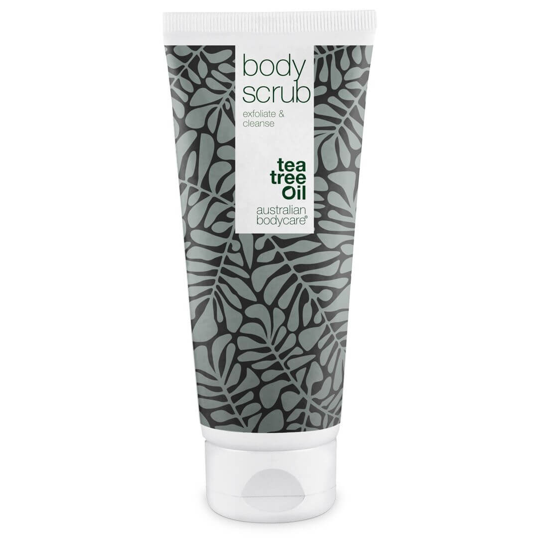 Exfoliating Tea Tree Body Scrub for spots and congested skin — Deep cleansing scrub with 100% natural Tea Tree Oil, also for intimate use